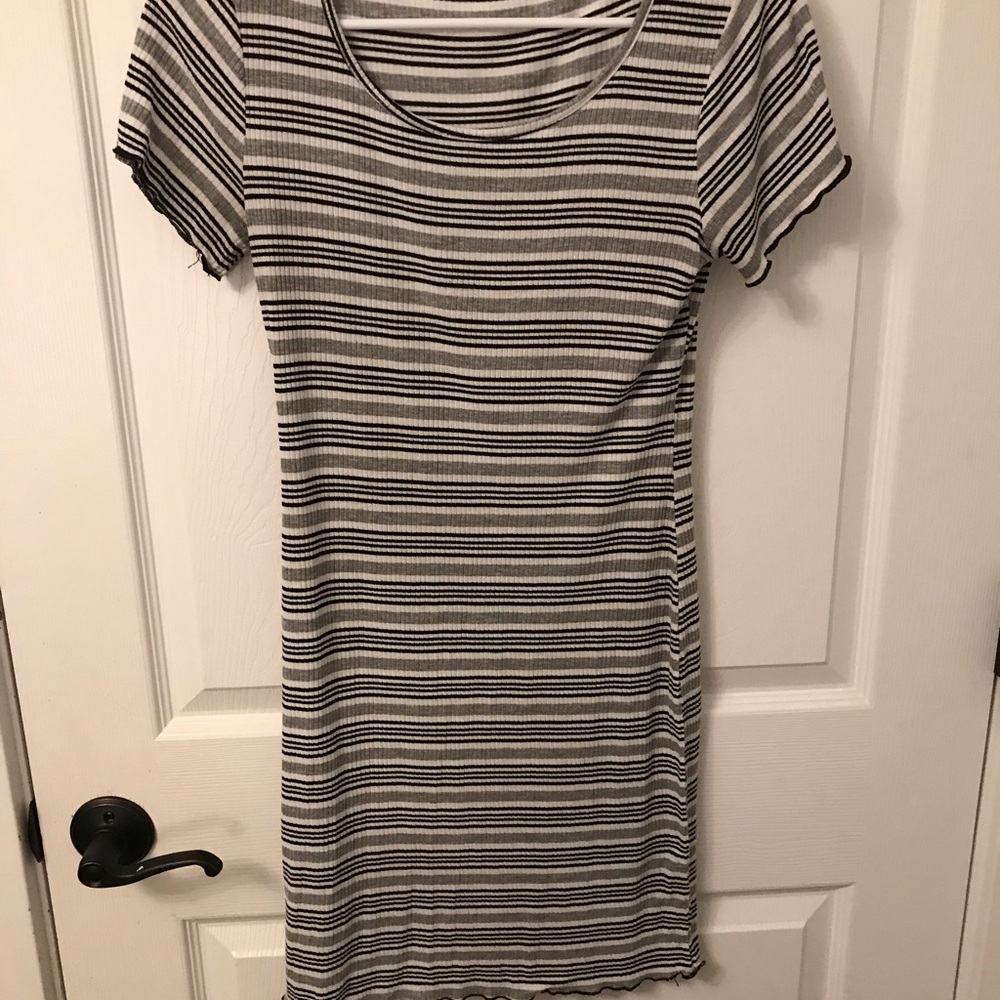 Grey, white and black dress